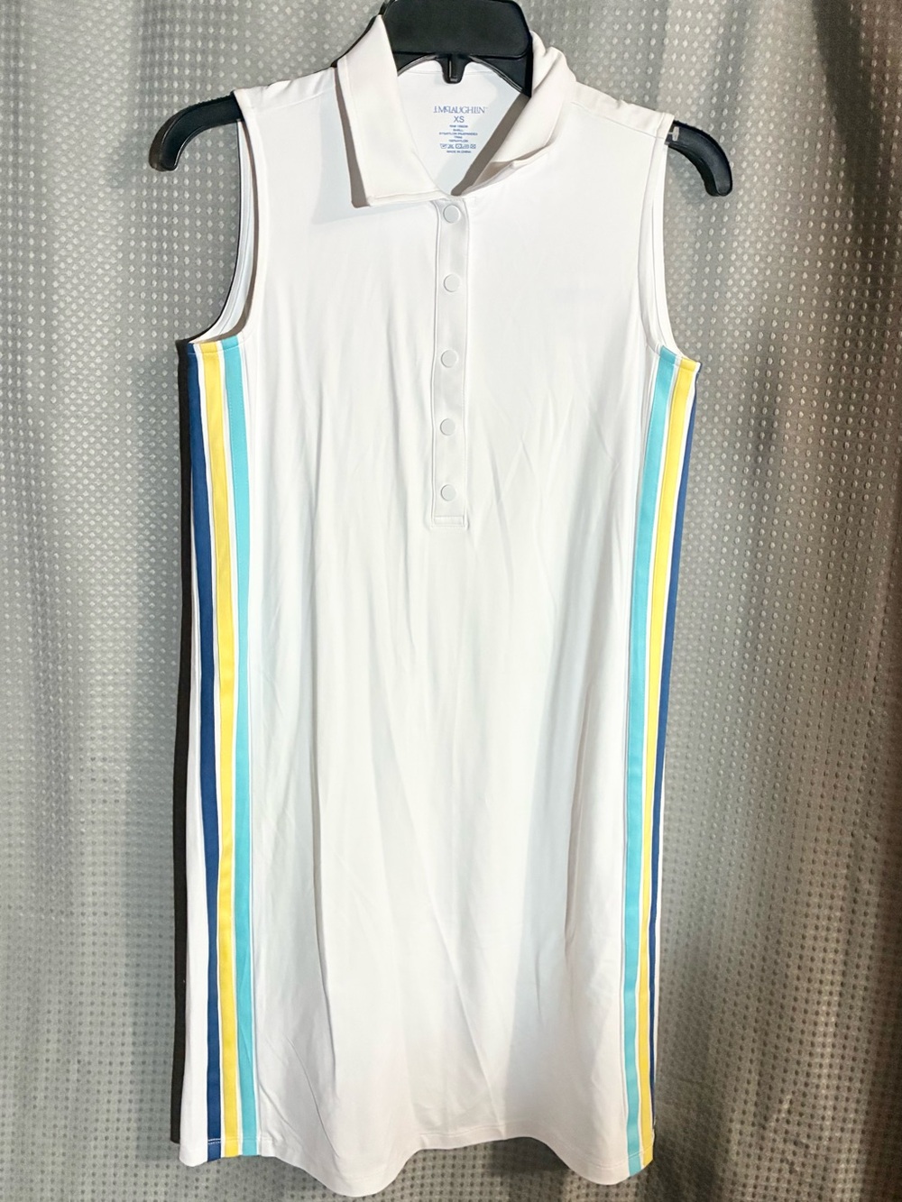 J McLaughlin White Polo Dress XS Athletic Wear Active Snap Up Collar Pickleball